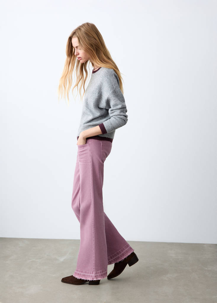 Frayed hem straight jeans — Pale Pink