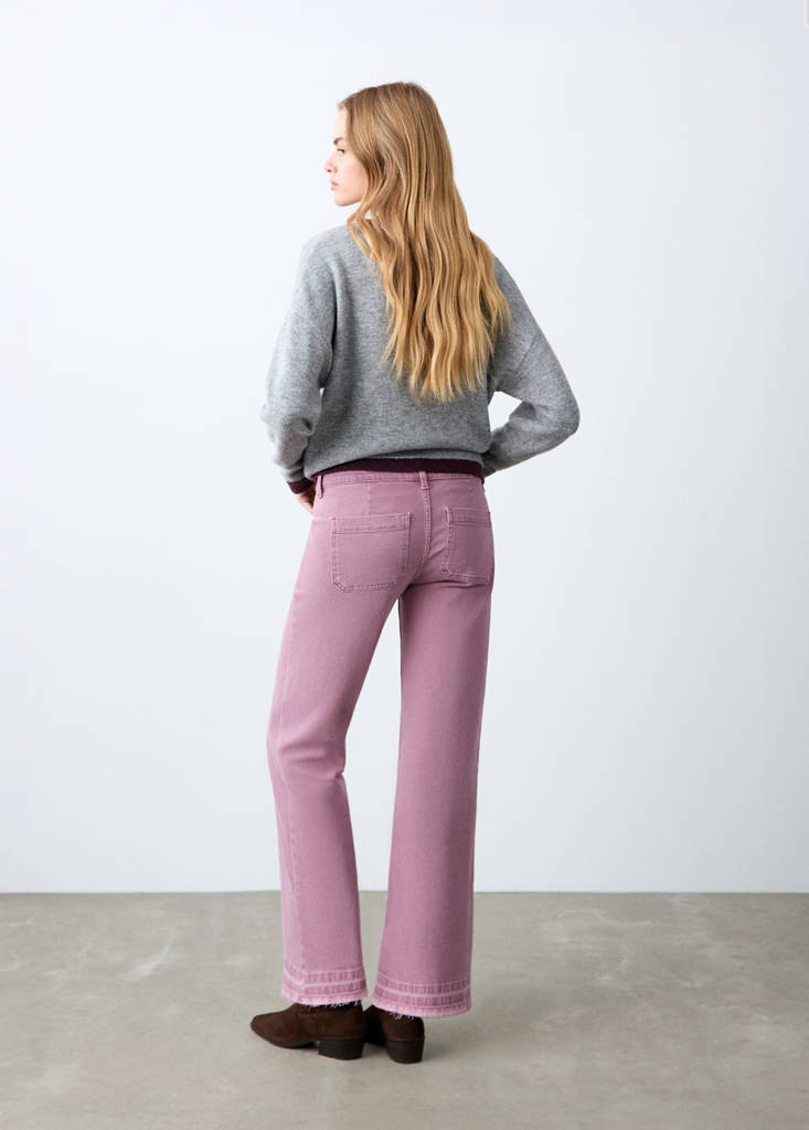 Frayed hem straight jeans — Pale Pink