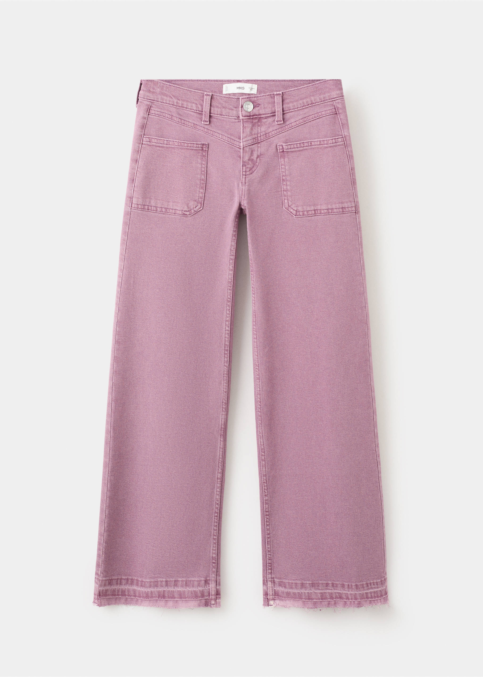 Frayed hem straight jeans - Article without model, Pale Pink. Ref: 27011298-00.
