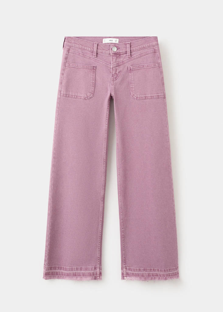Frayed hem straight jeans — Pale Pink