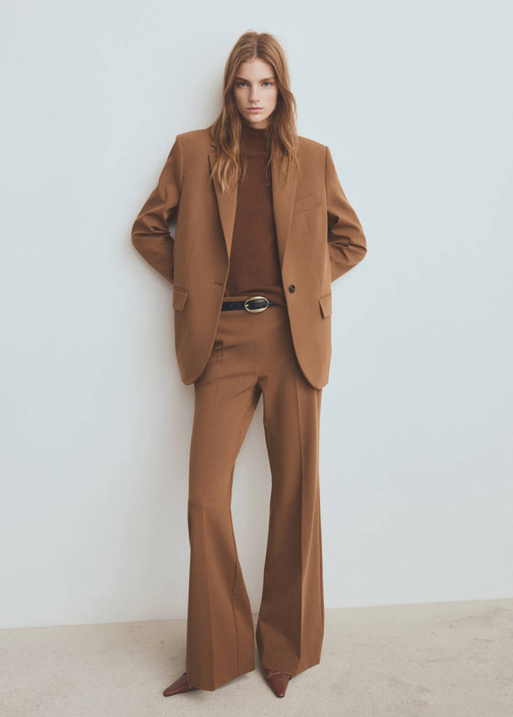Wide leg suit trousers — Caramel