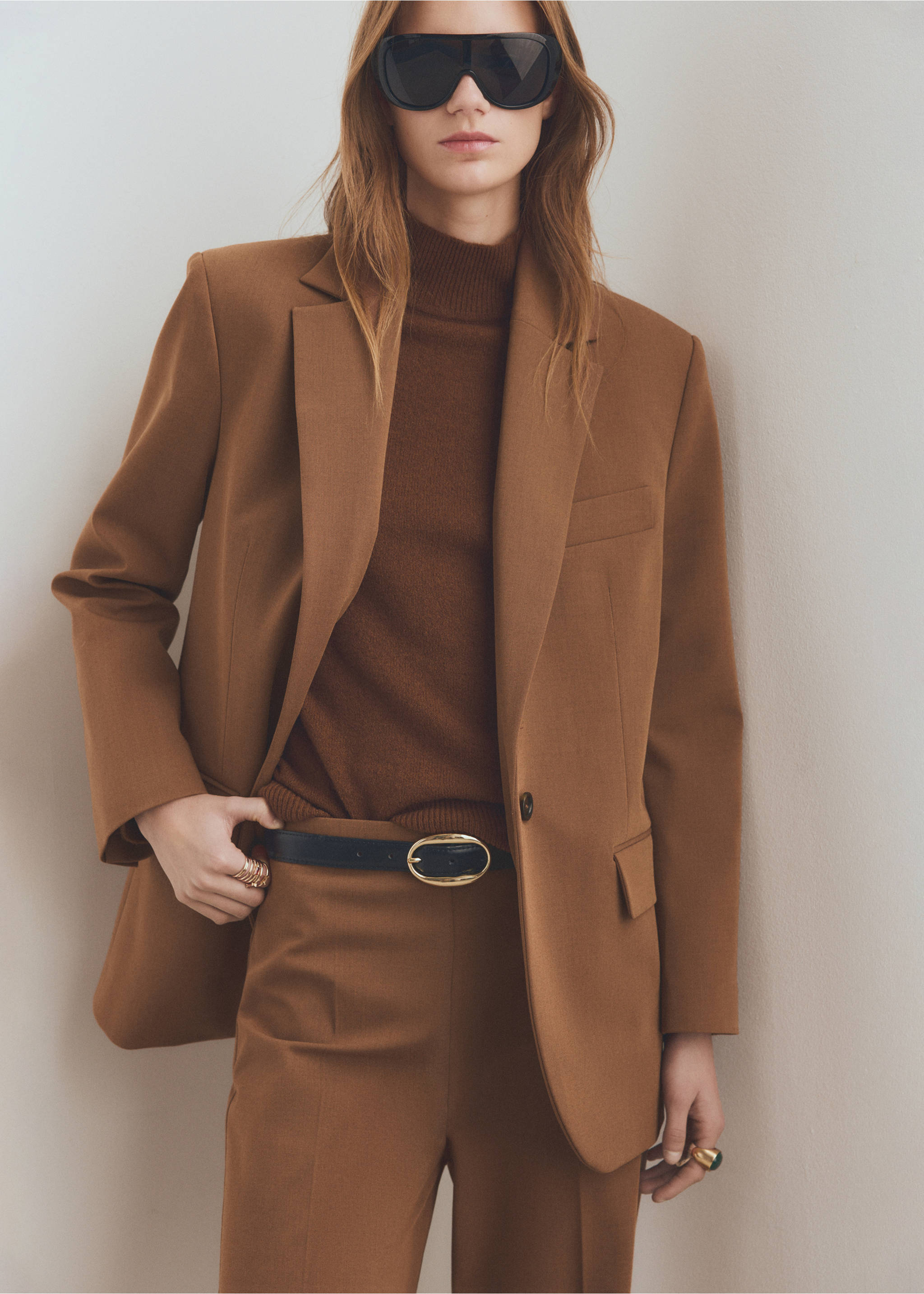 Wide leg suit trousers - Medium plane, Caramel. Ref: 27011300-00.