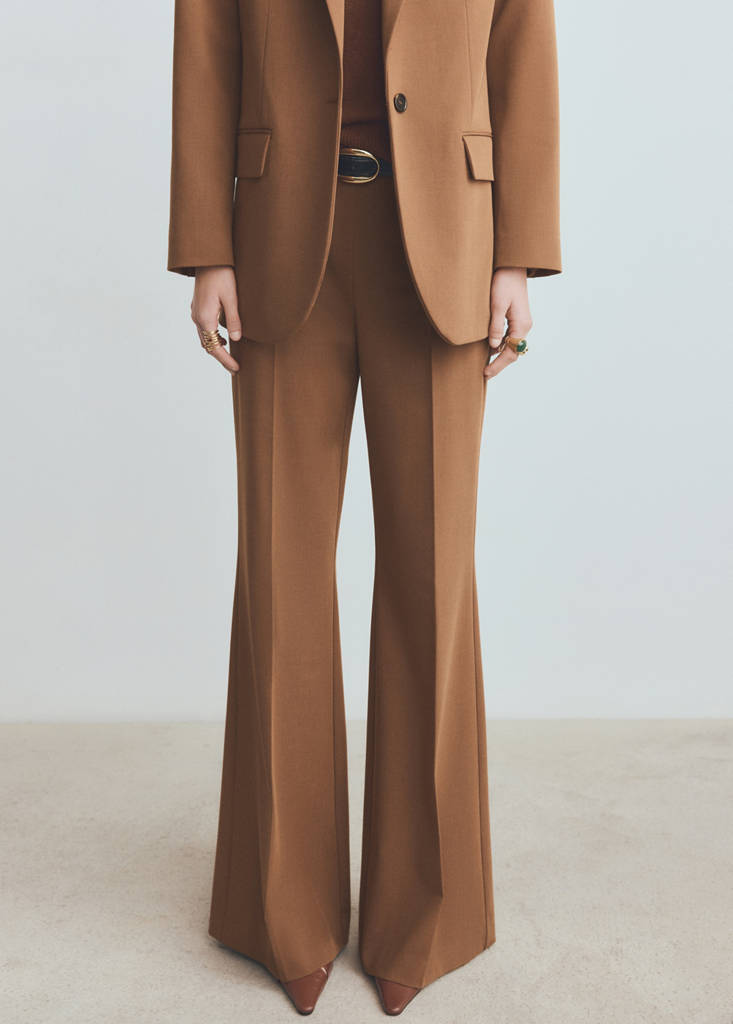 Wide leg suit trousers — Caramel