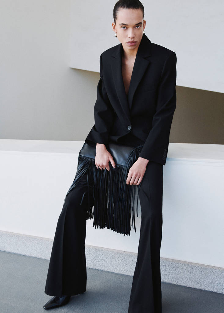 Wide leg suit trousers — Black