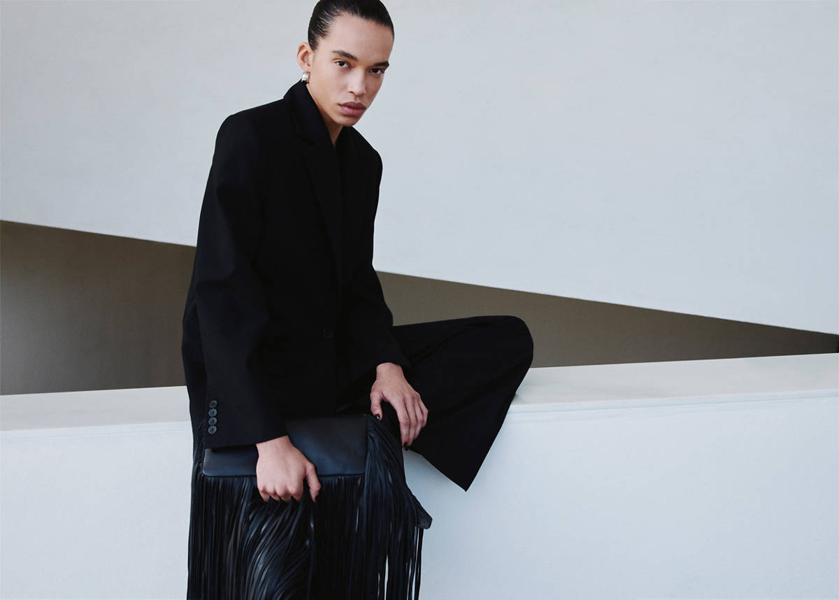 Wide leg suit trousers — Black