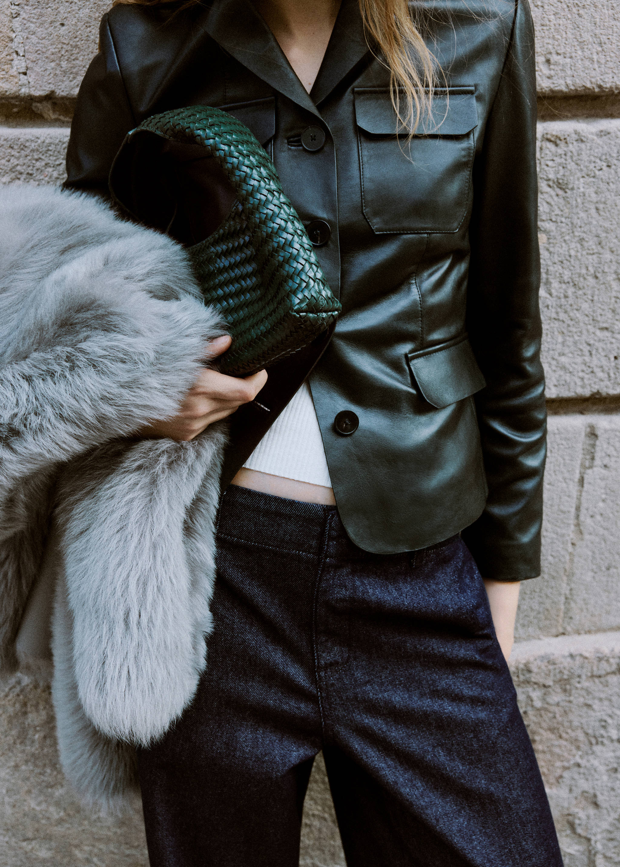 Mini braided leather bag - General plane