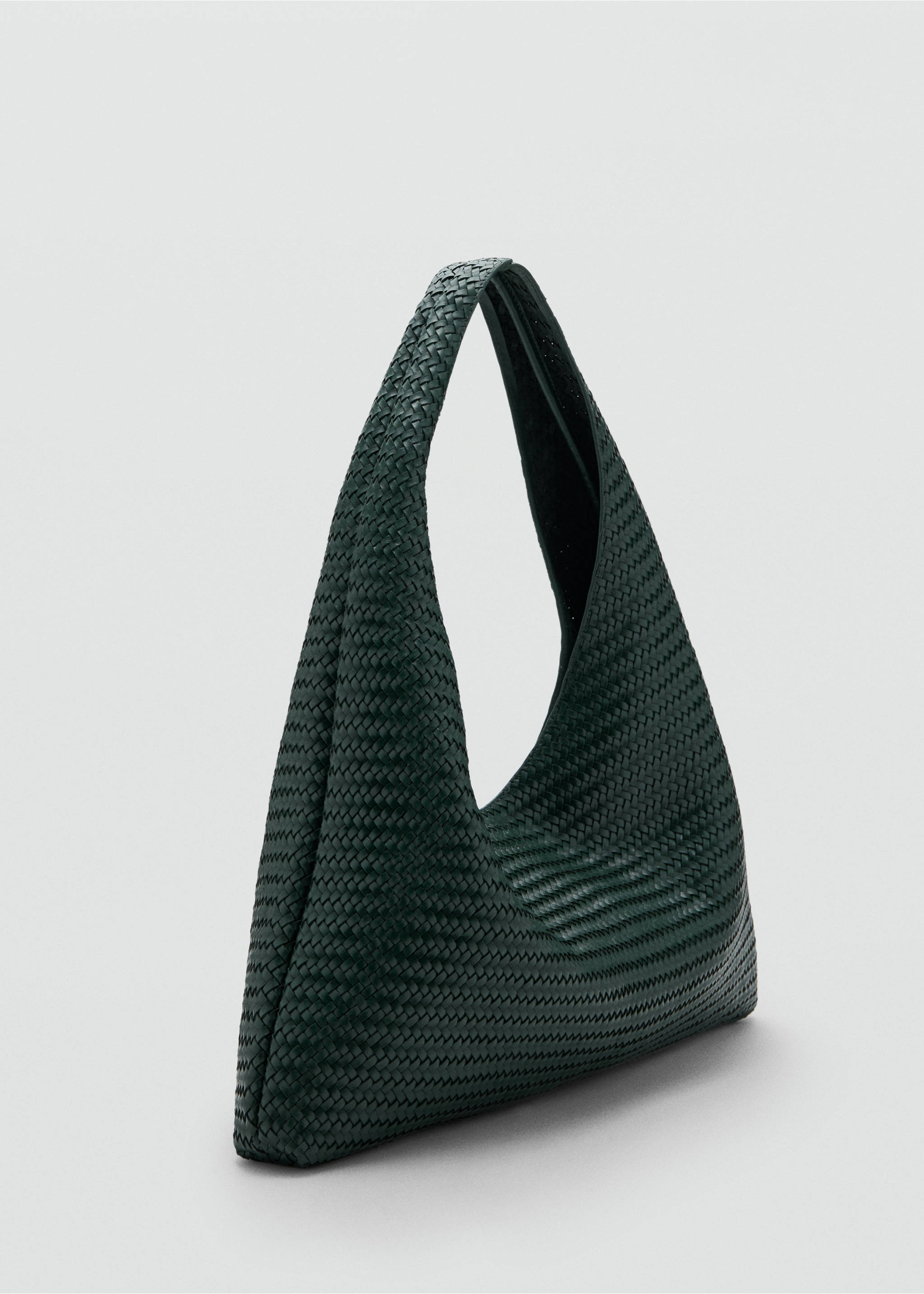 Плетеная кожаная сумка на плечо, среднего размера - Средний план, Темно-зеленый. Ref: 27011302-00.