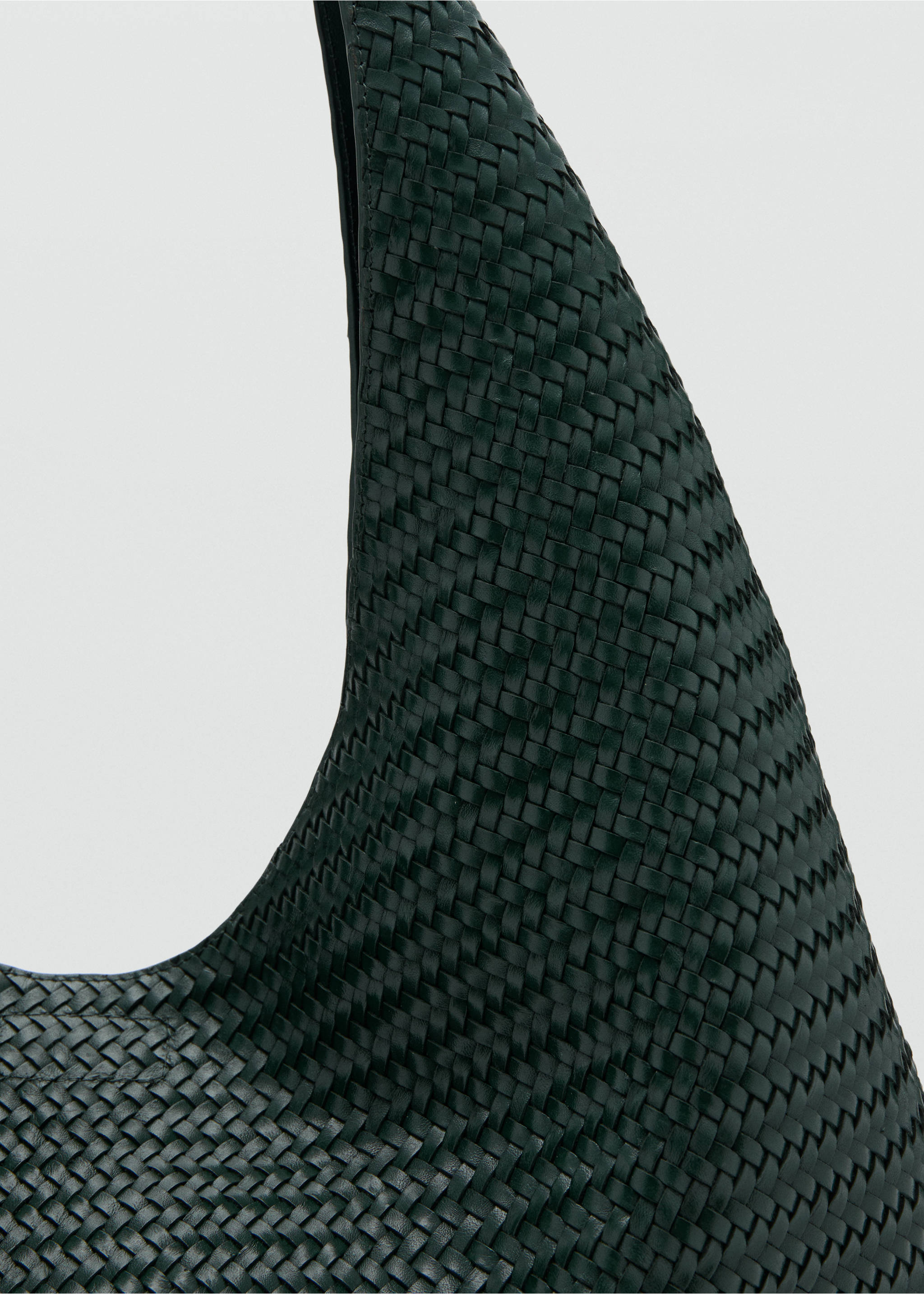 Плетеная кожаная сумка на плечо, среднего размера - Деталь изделия 1, Темно-зеленый. Ref: 27011302-00.