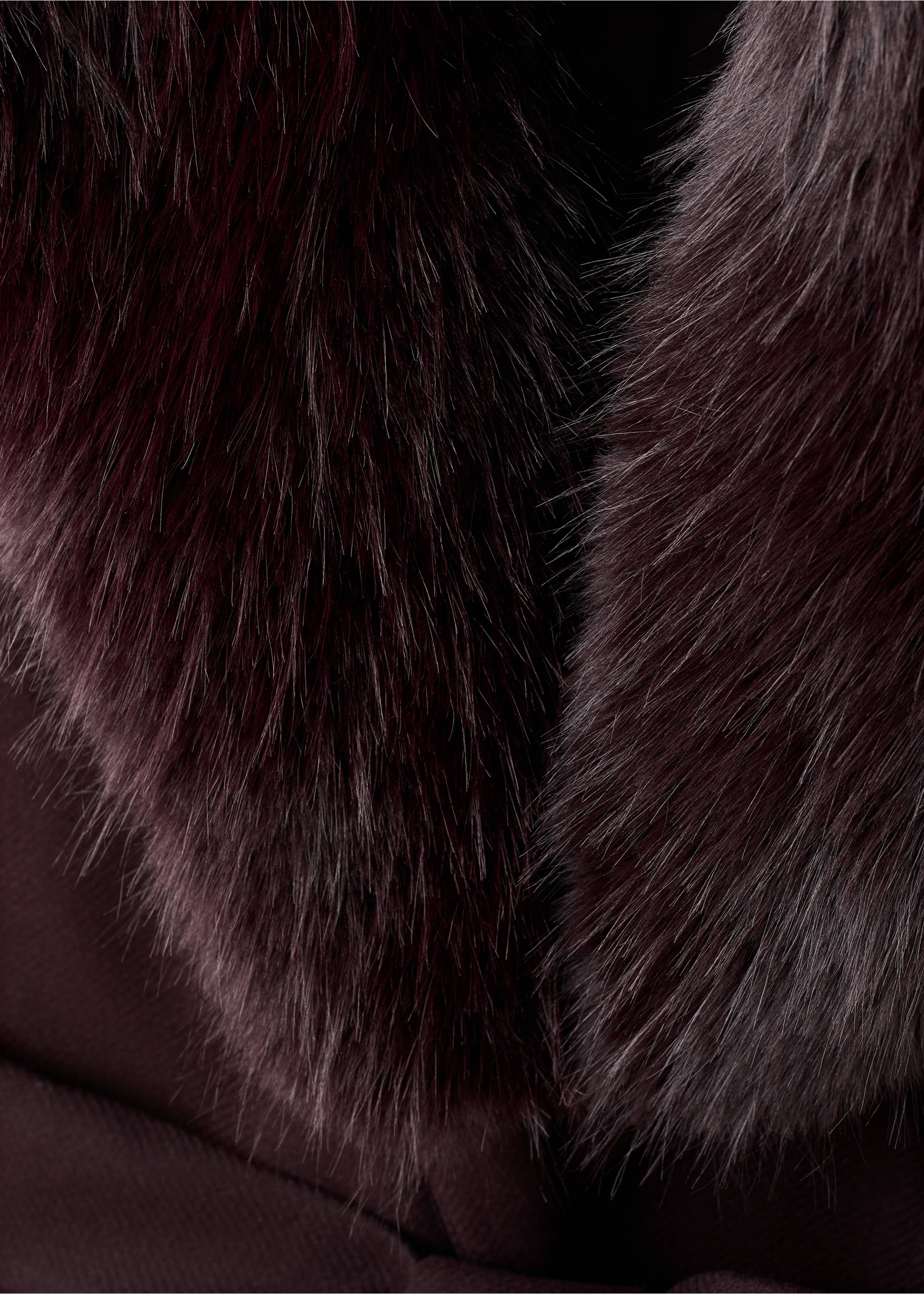 Manteau laine Manteco col fausse fourrure - Détail de l'article 0, Grenat. Ref: 27011303-00.