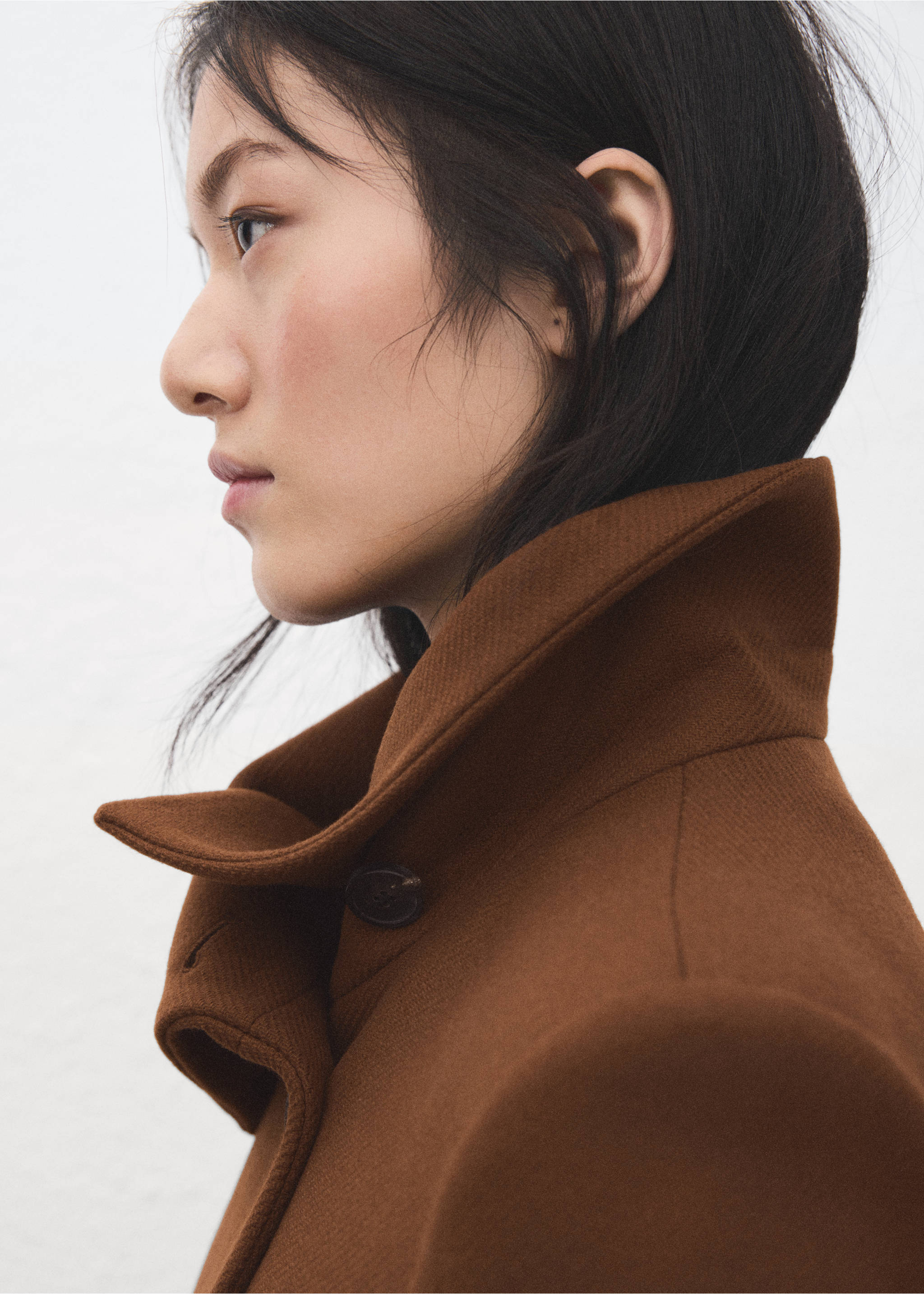 Manteco wool coat with belt - Details of the article 1, Medium Brown. Ref: 27011305-00.
