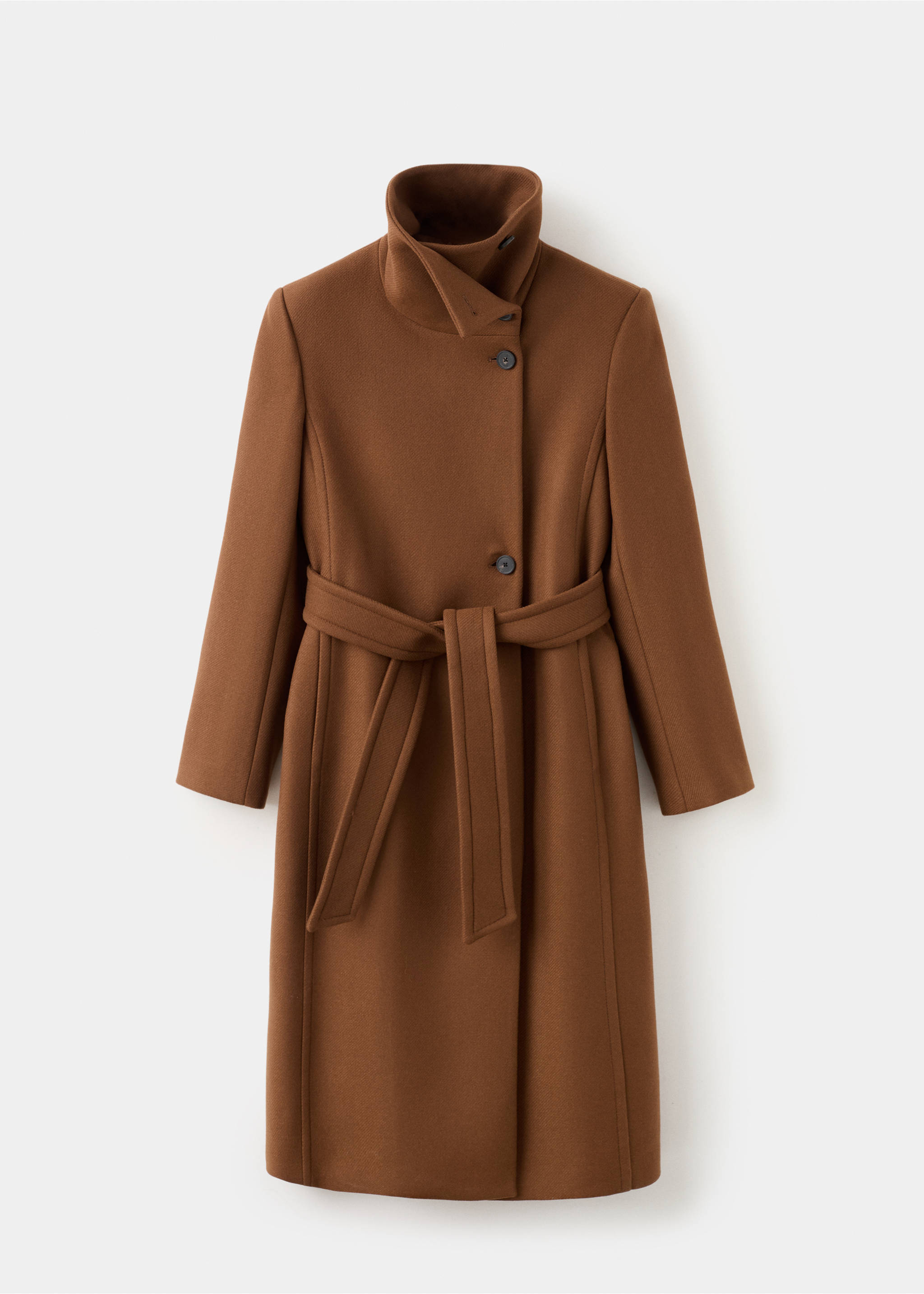 Manteco wool coat with belt - Article without model, Medium Brown. Ref: 27011305-00.