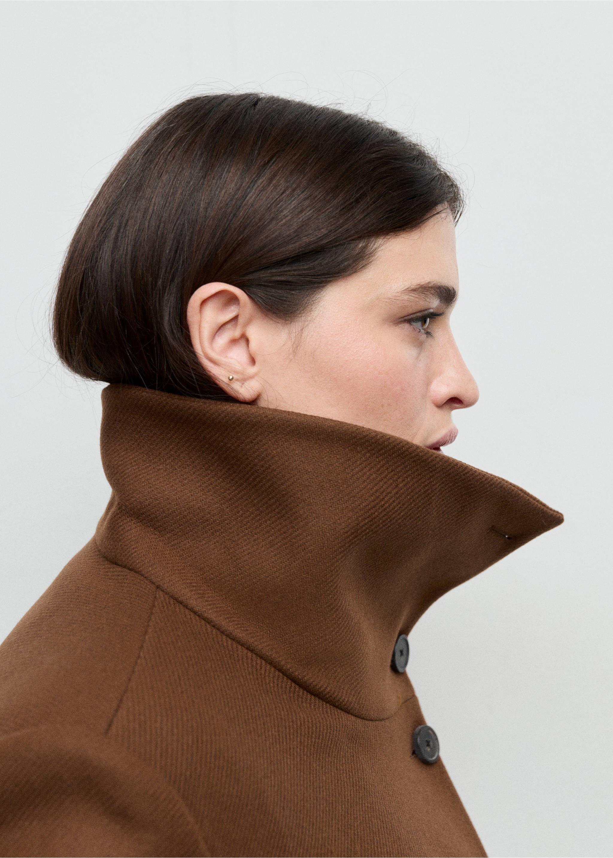 Manteco wool coat with belt - Details of the article 4, Medium Brown. Ref: 27011305-00.