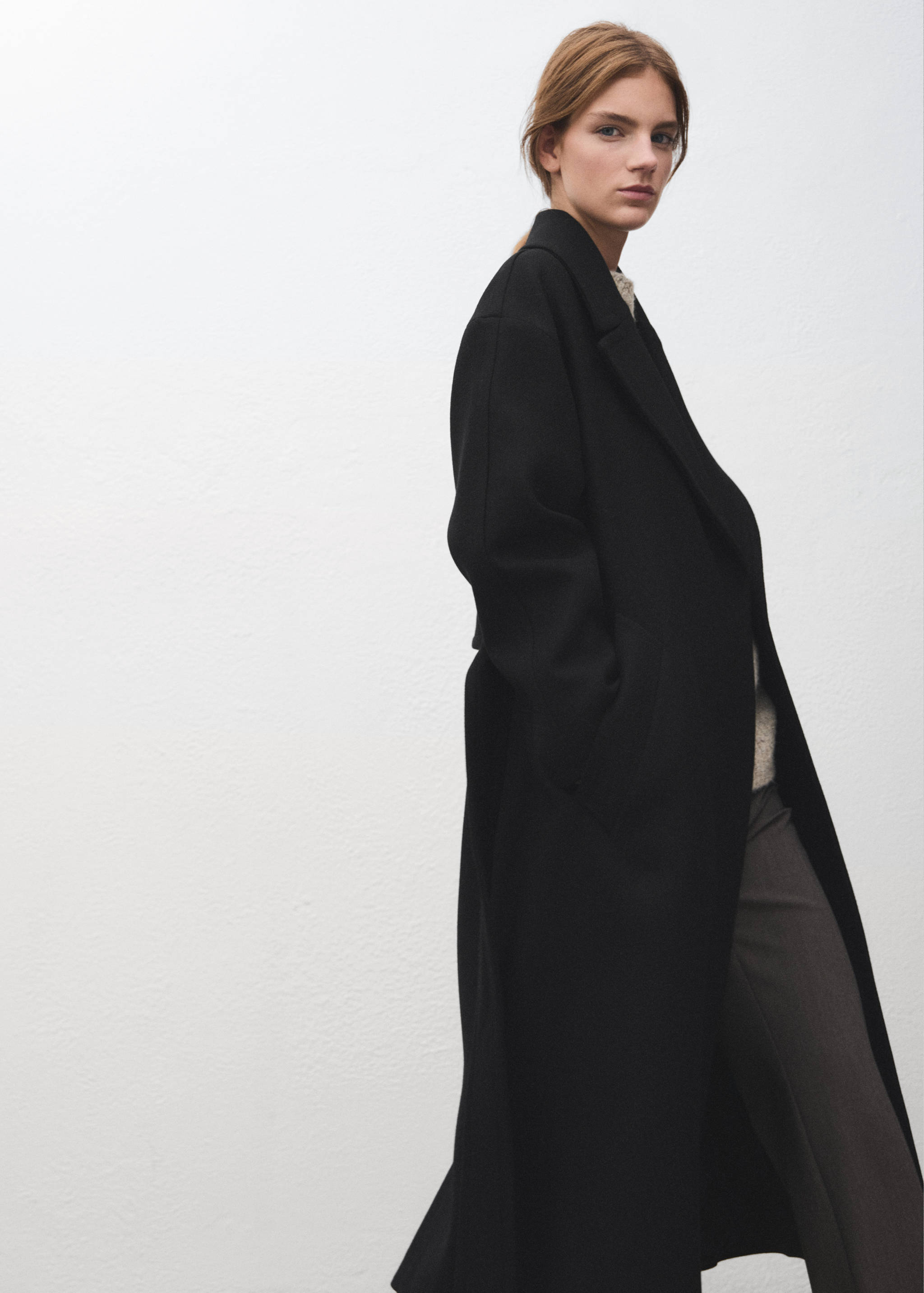 معطف من الصوف بحزام من تصميم مانتيكو - تفاصيل المنتج 2