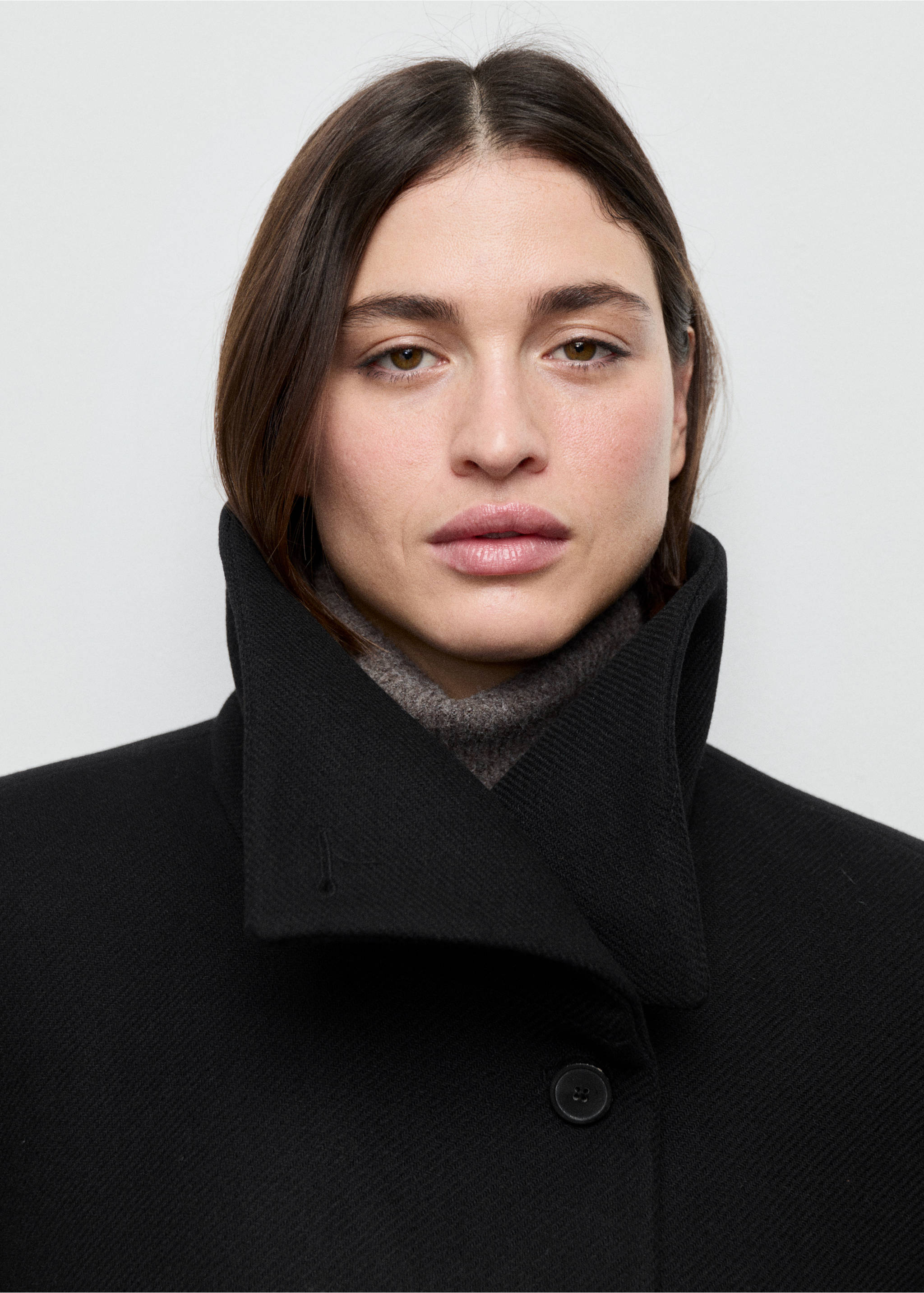 Manteau laine Manteco ceinture - Détail de l'article 4, Noir. Ref: 27011306-00.