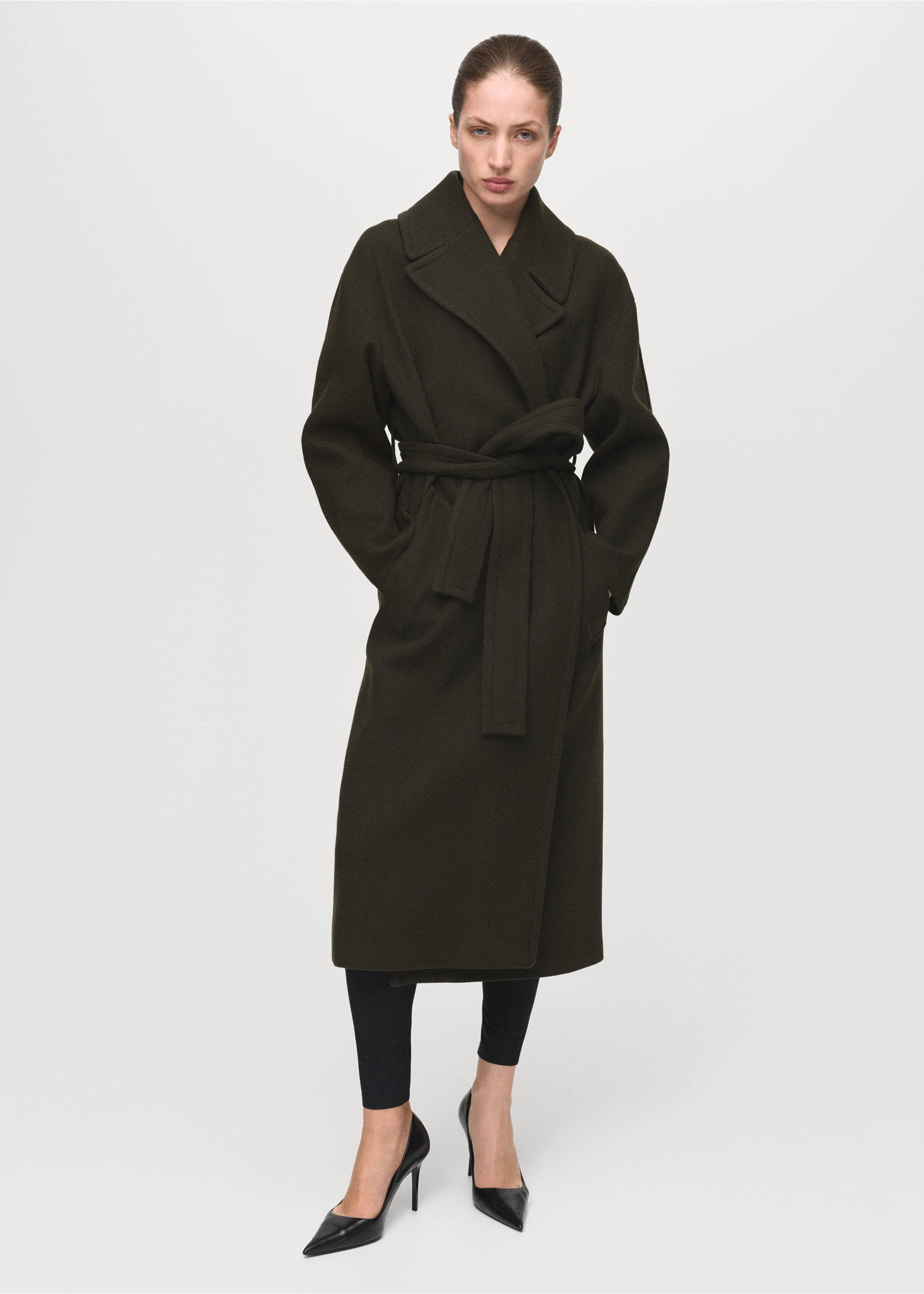 Manteco wool coat with belt - General plane, Khaki. Ref: 27011307-00.