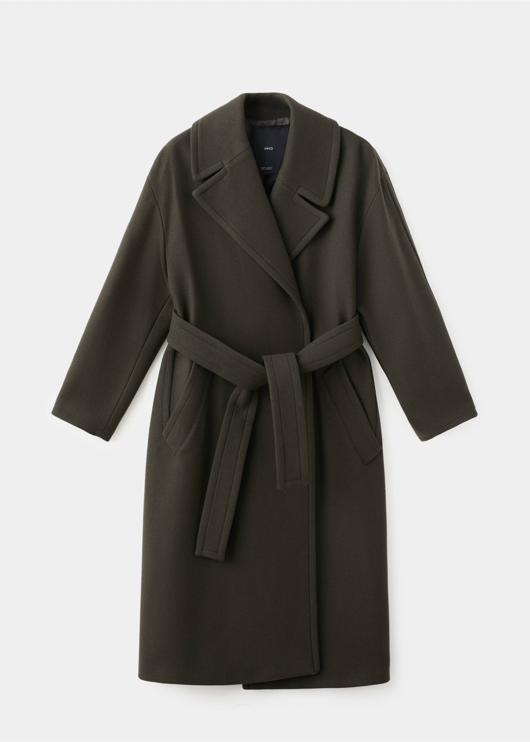 Manteco wool coat with belt - Article without model, Khaki. Ref: 27011307-00.