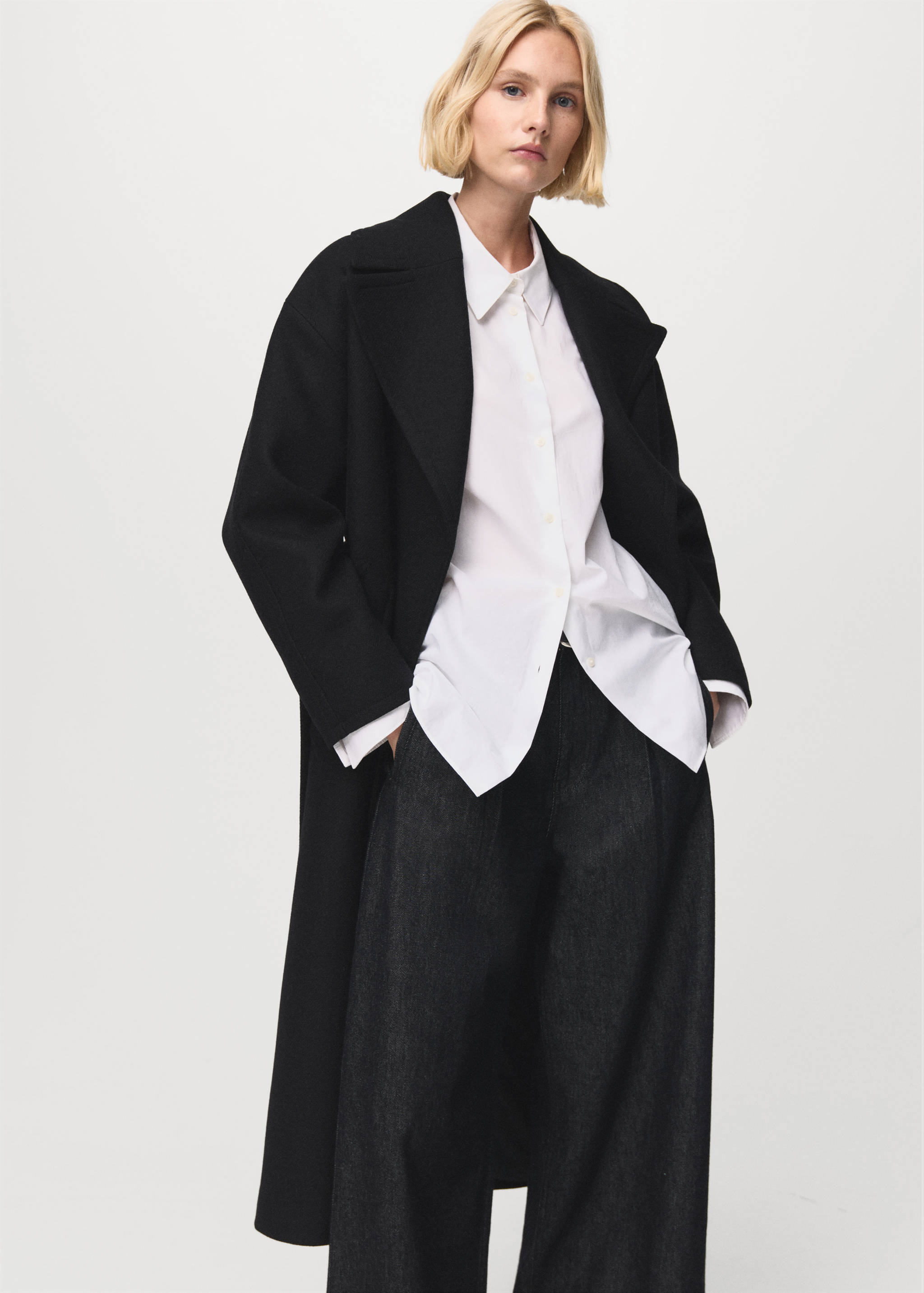 Manteco wool coat with belt - Medium plane