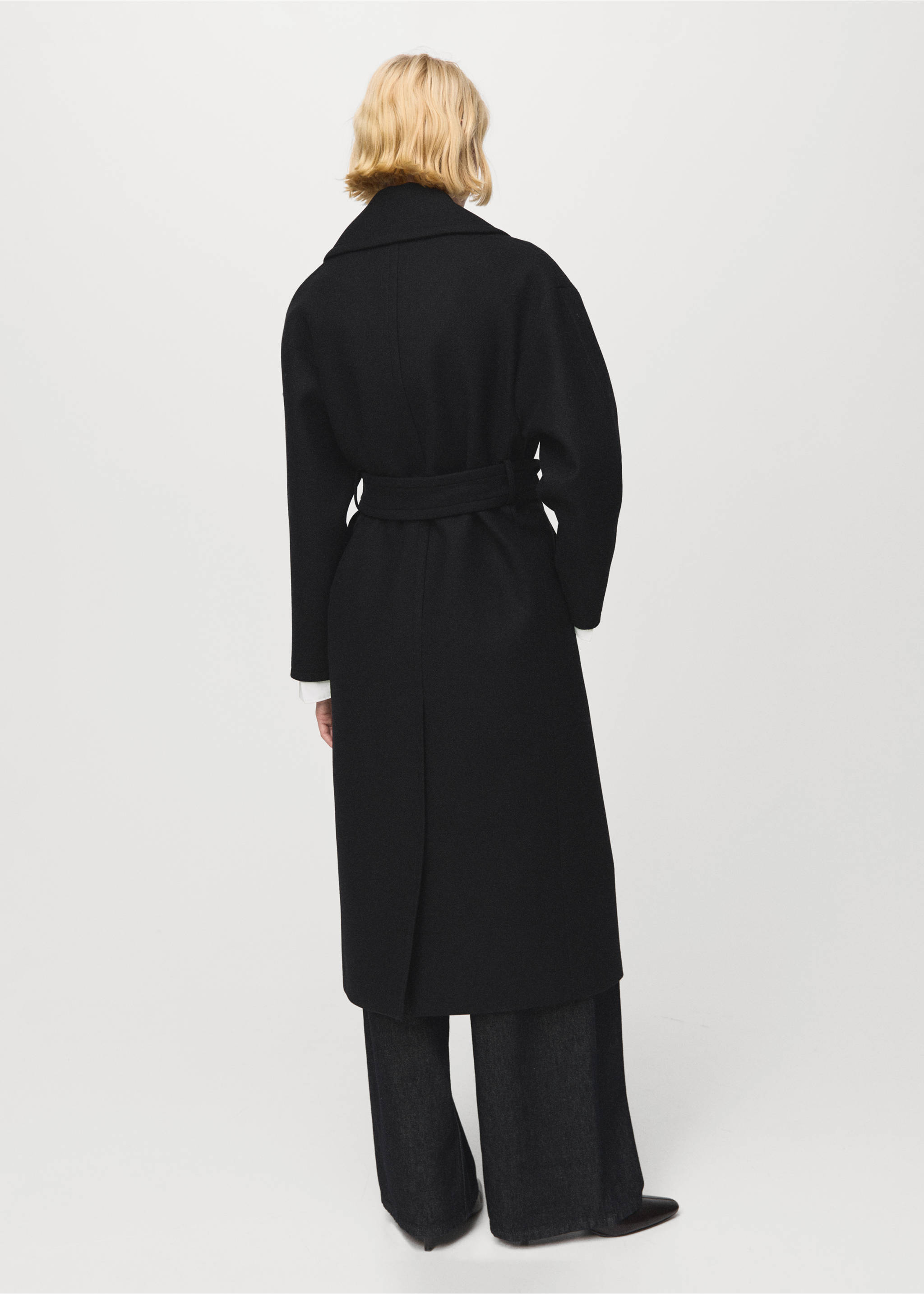 Manteco wool coat with belt - Reverse of the article, Black. Ref: 27011308-00.