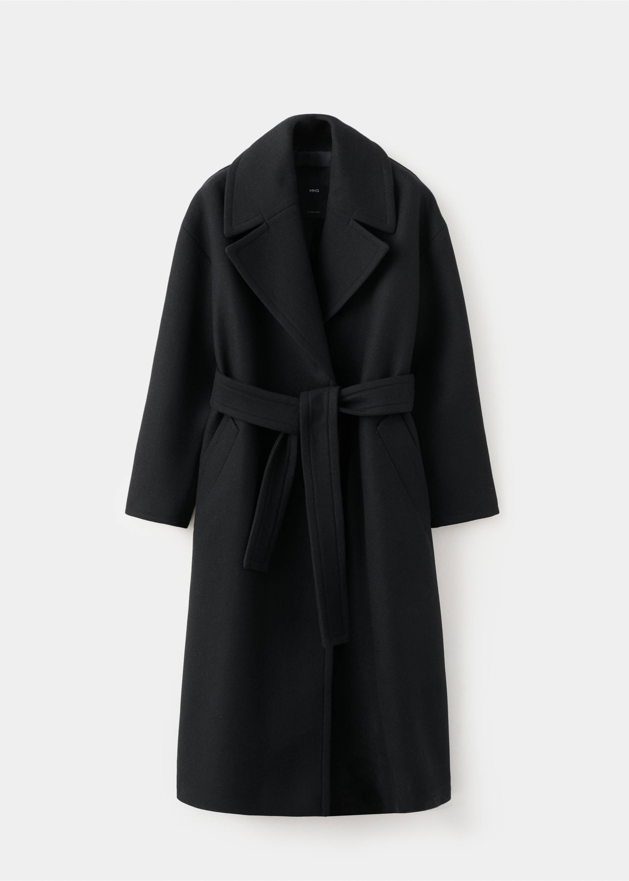 Manteco wool coat with belt - Article without model, Black. Ref: 27011308-00.