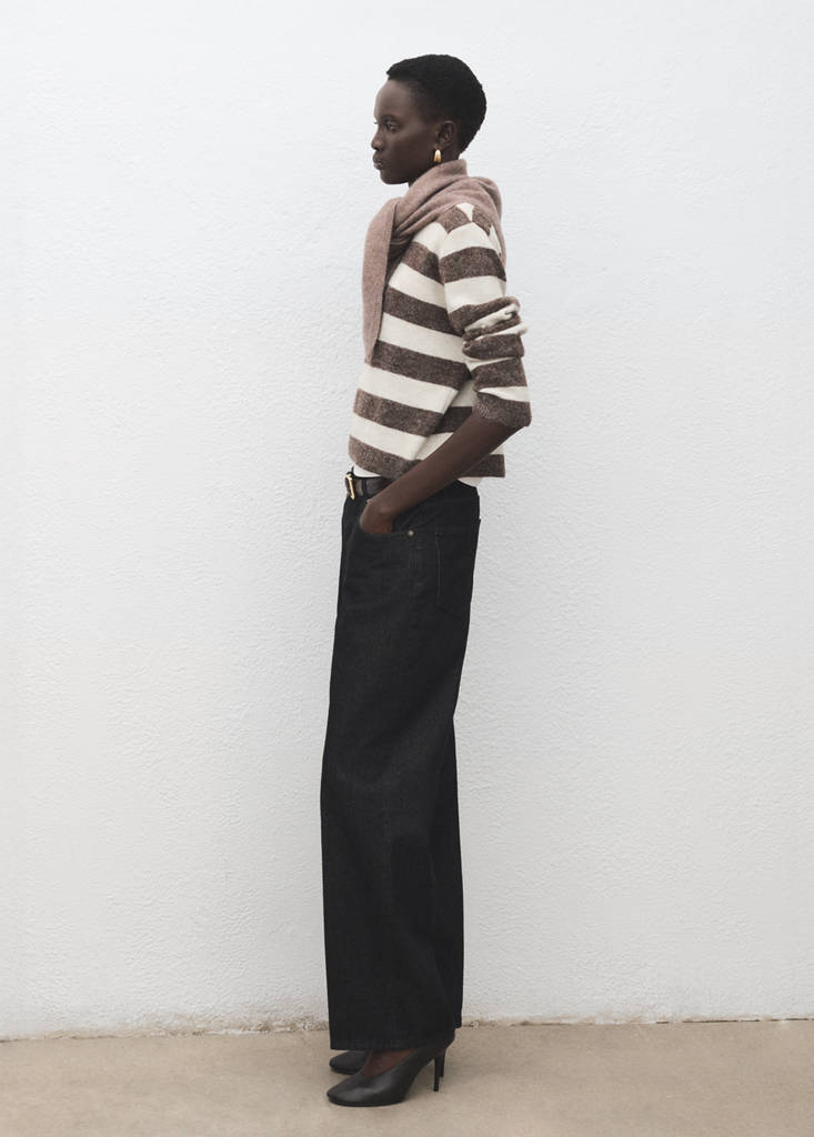Knit striped sweater — Brown