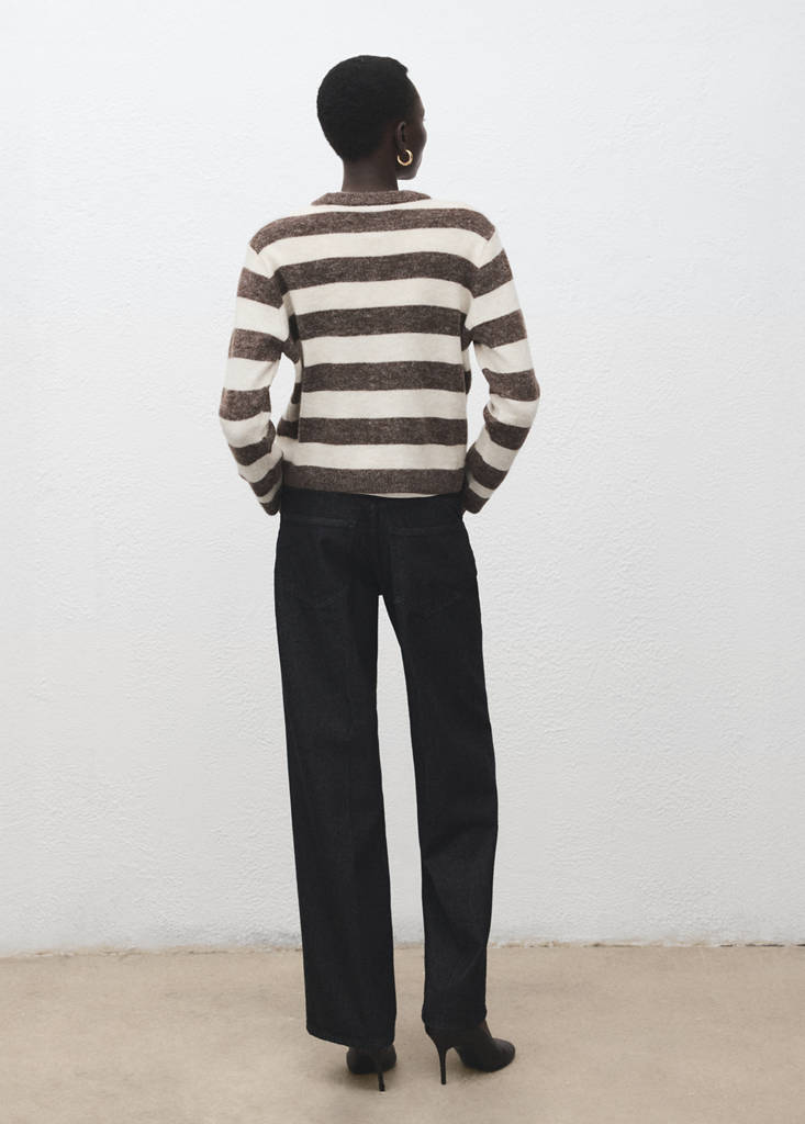 Knit striped sweater — Brown