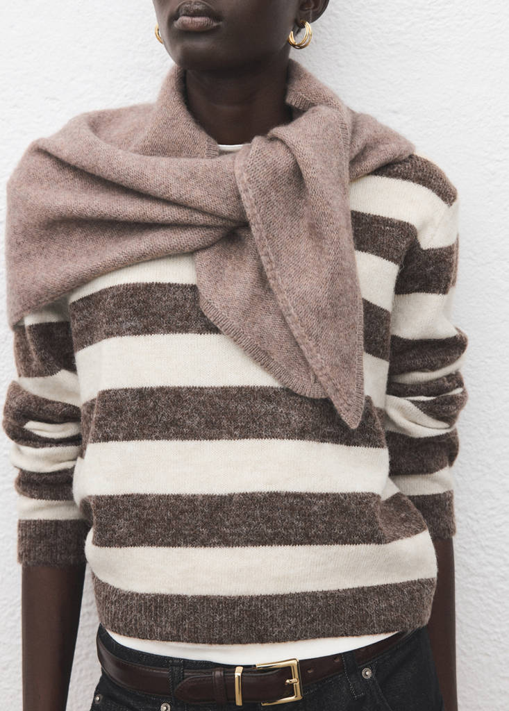 Knit striped sweater — Brown