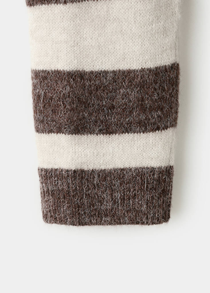 Knit striped sweater — Brown