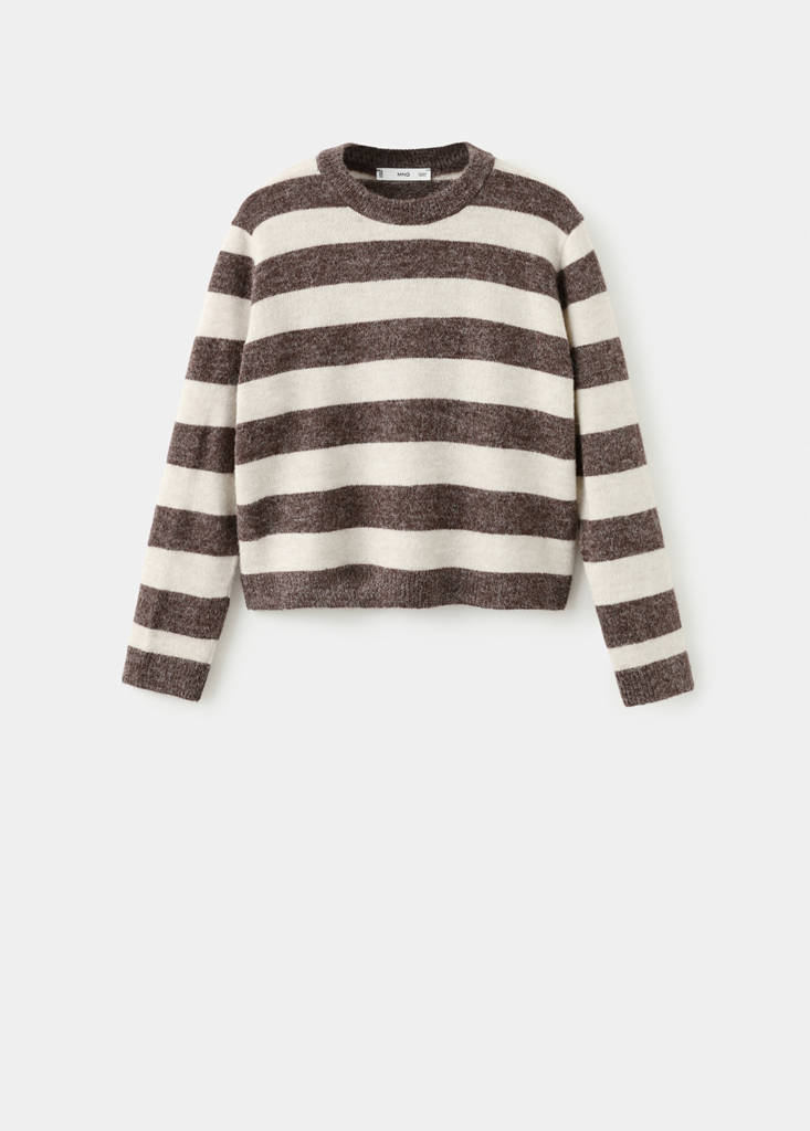 Knit striped sweater — Brown