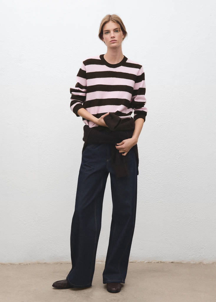 Knit striped sweater — Pink