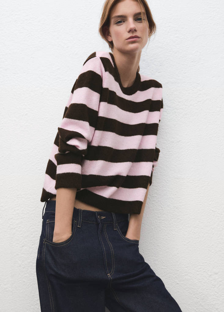 Knit striped sweater — Pink