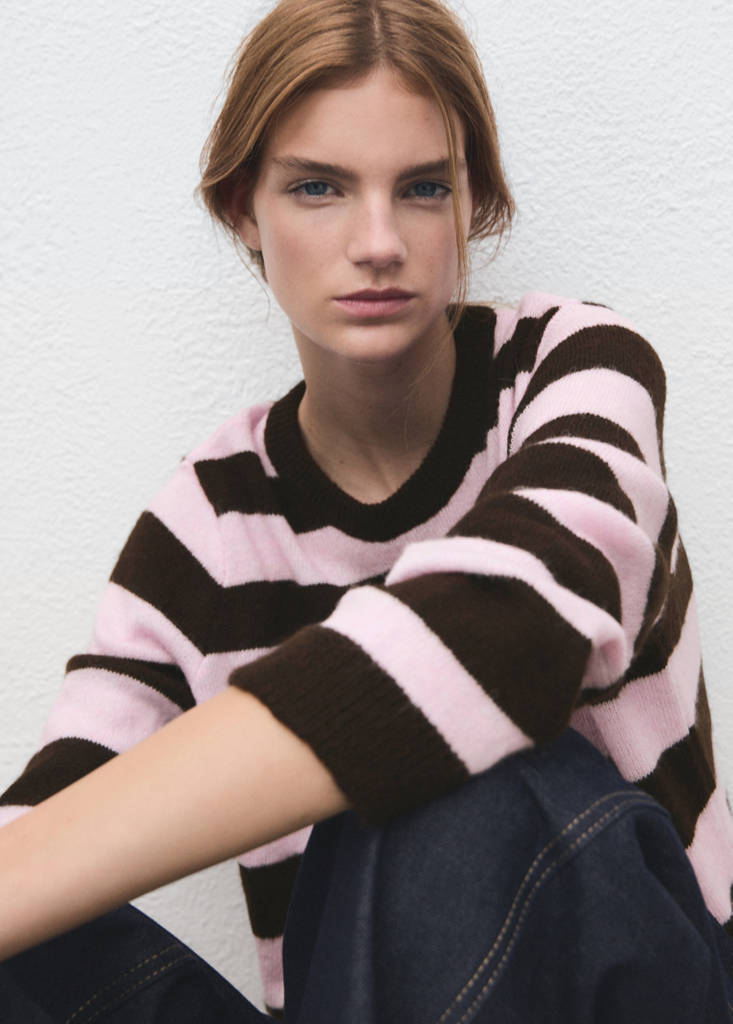 Knit striped sweater — Pink