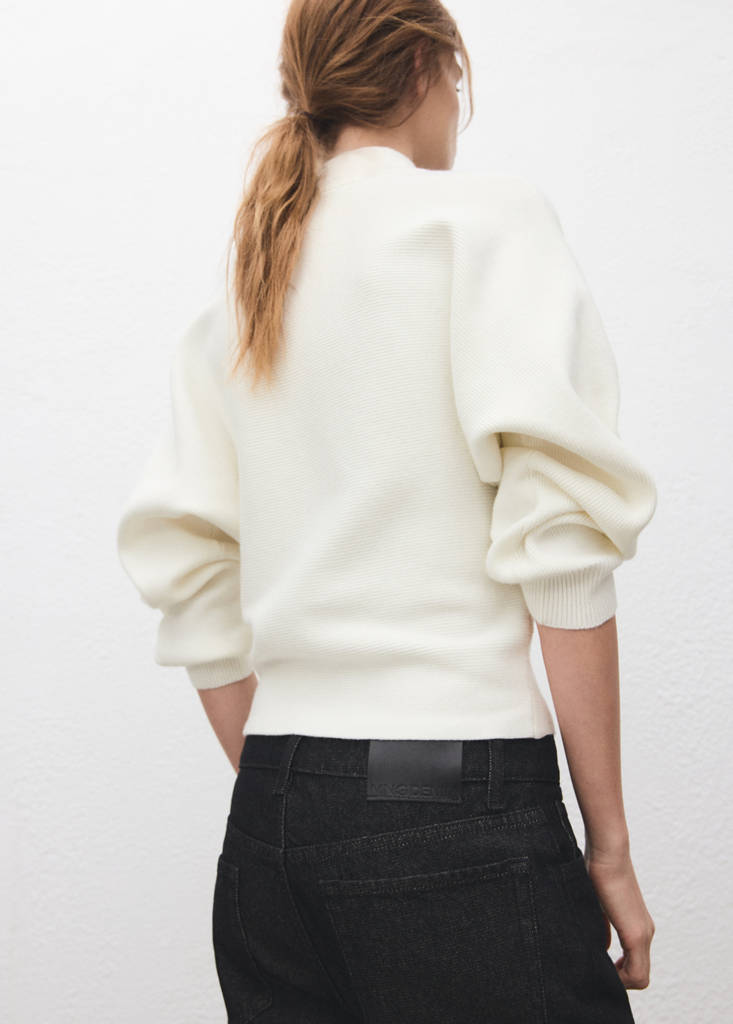 Turtleneck sweater with jewel buttons — Ecru
