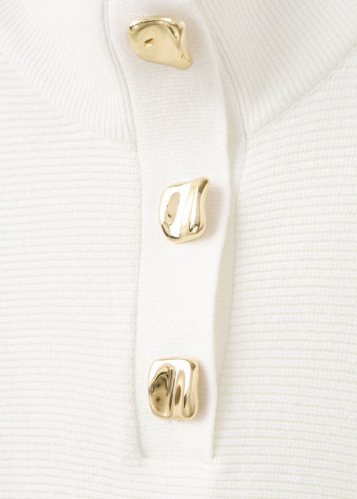 Turtleneck sweater with jewel buttons — Ecru
