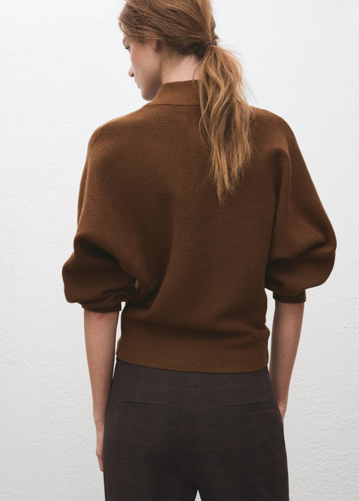 Turtleneck sweater with jewel buttons — Brown