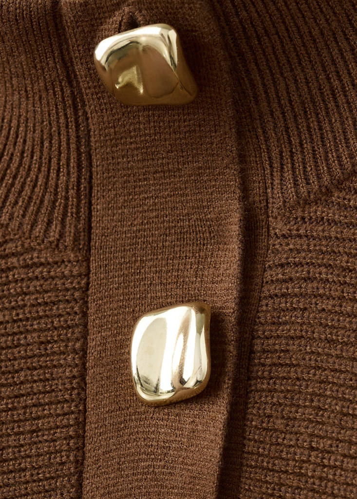 Turtleneck sweater with jewel buttons — Brown