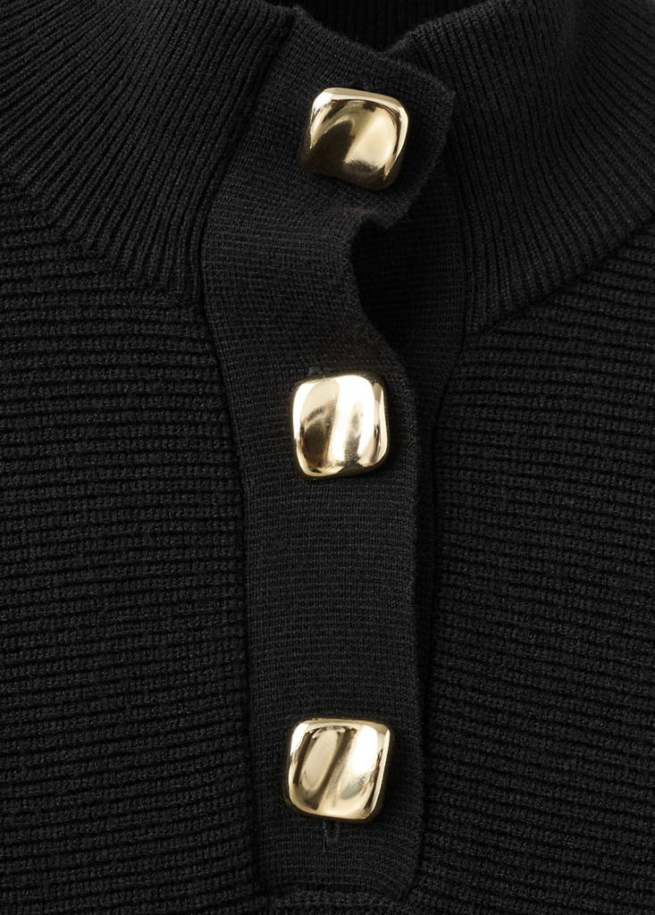 Turtleneck sweater with jewel buttons — Black