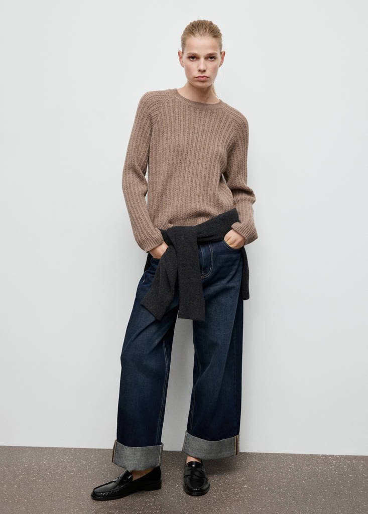 Openwork knit sweater — Brown