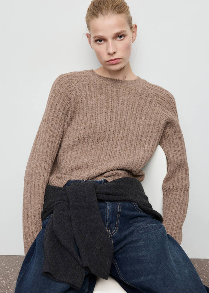 Openwork knit sweater — Brown