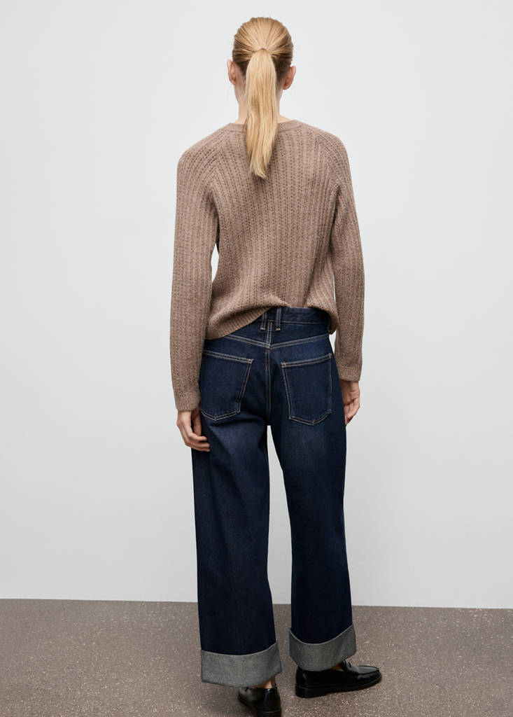 Openwork knit sweater — Brown