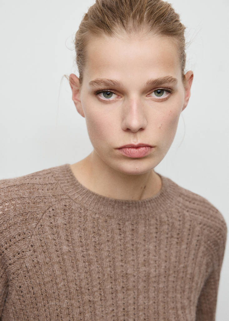 Openwork knit sweater — Brown