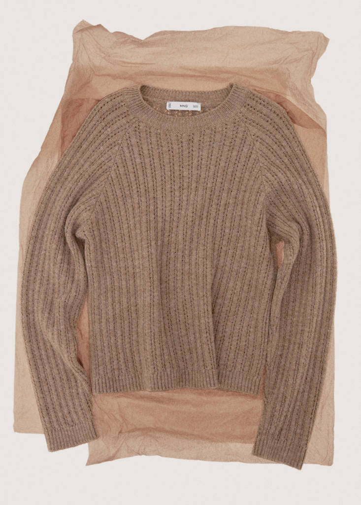 Openwork knit sweater — Brown