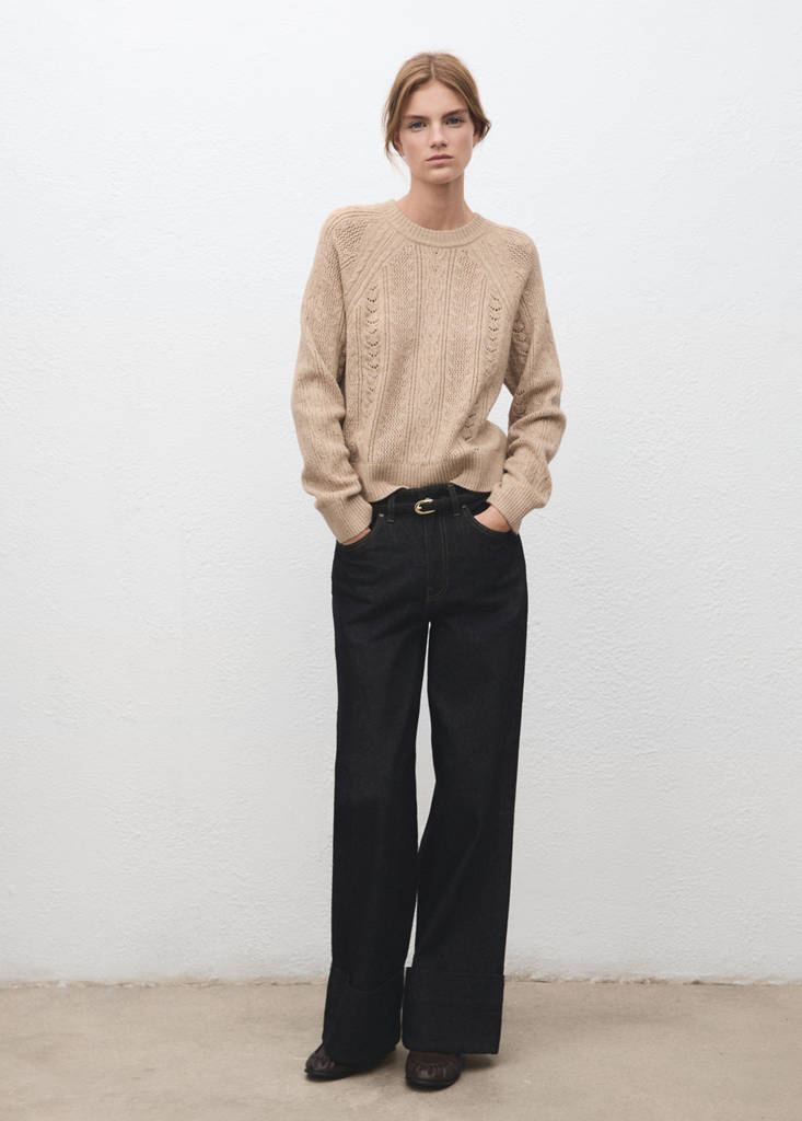 Openwork knit sweater — Medium Brown