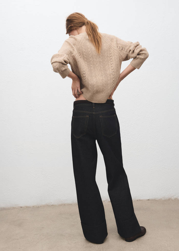 Openwork knit sweater — Medium Brown