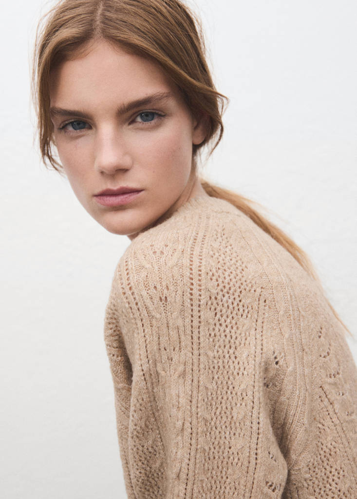 Openwork knit sweater — Medium Brown