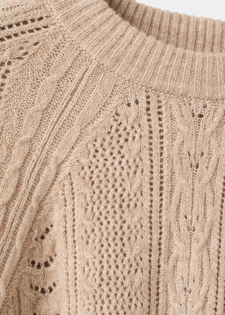 Openwork knit sweater — Medium Brown