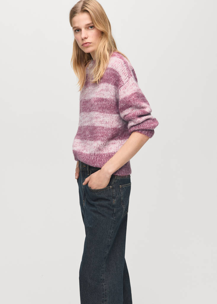 Oversized striped sweater — Pastel Pink