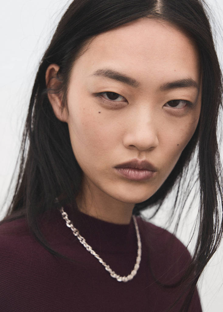 Round-neck knitted sweater — Wine