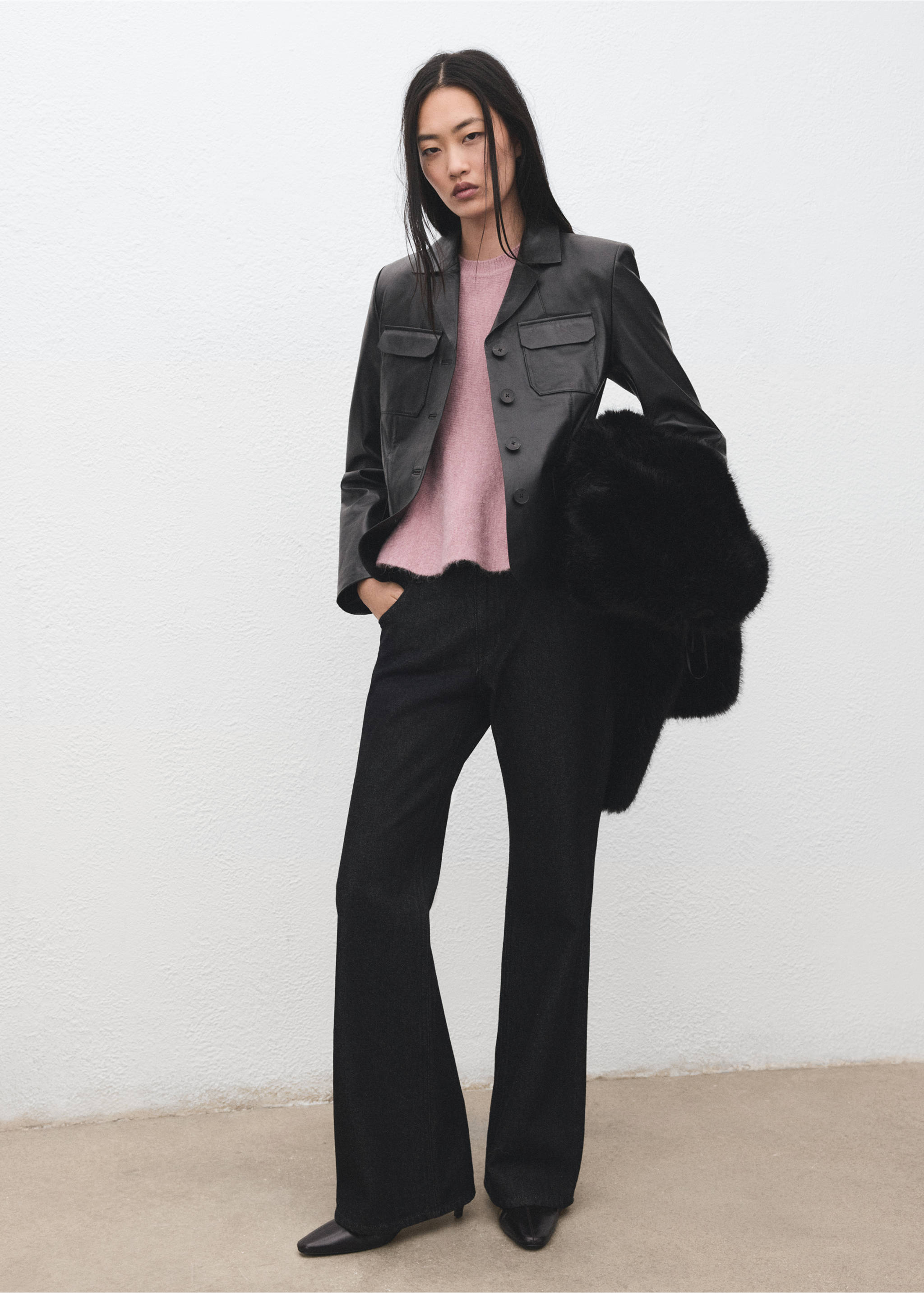 短袖荷叶边毛衣 - null, 淡粉红. Ref: 27011319-00.