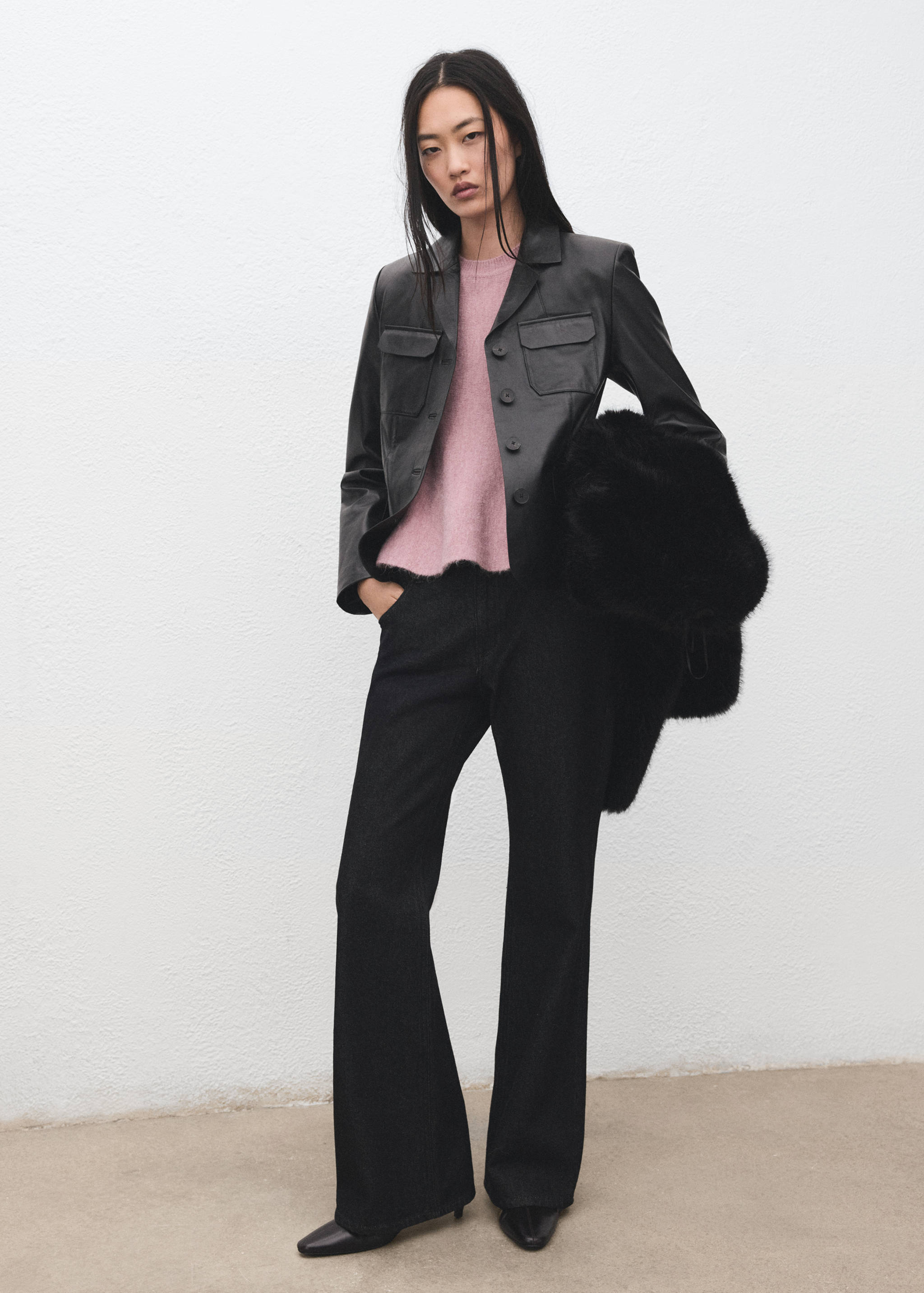 短袖荷叶边毛衣 - null