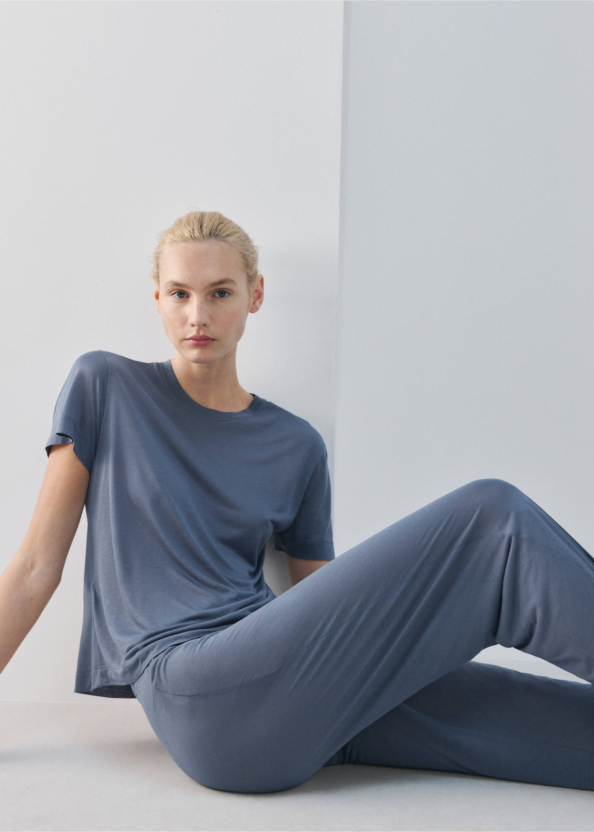 Pantaló pijama micromodal - Detall de l'article 2, Blau. Ref: 27011320-00.